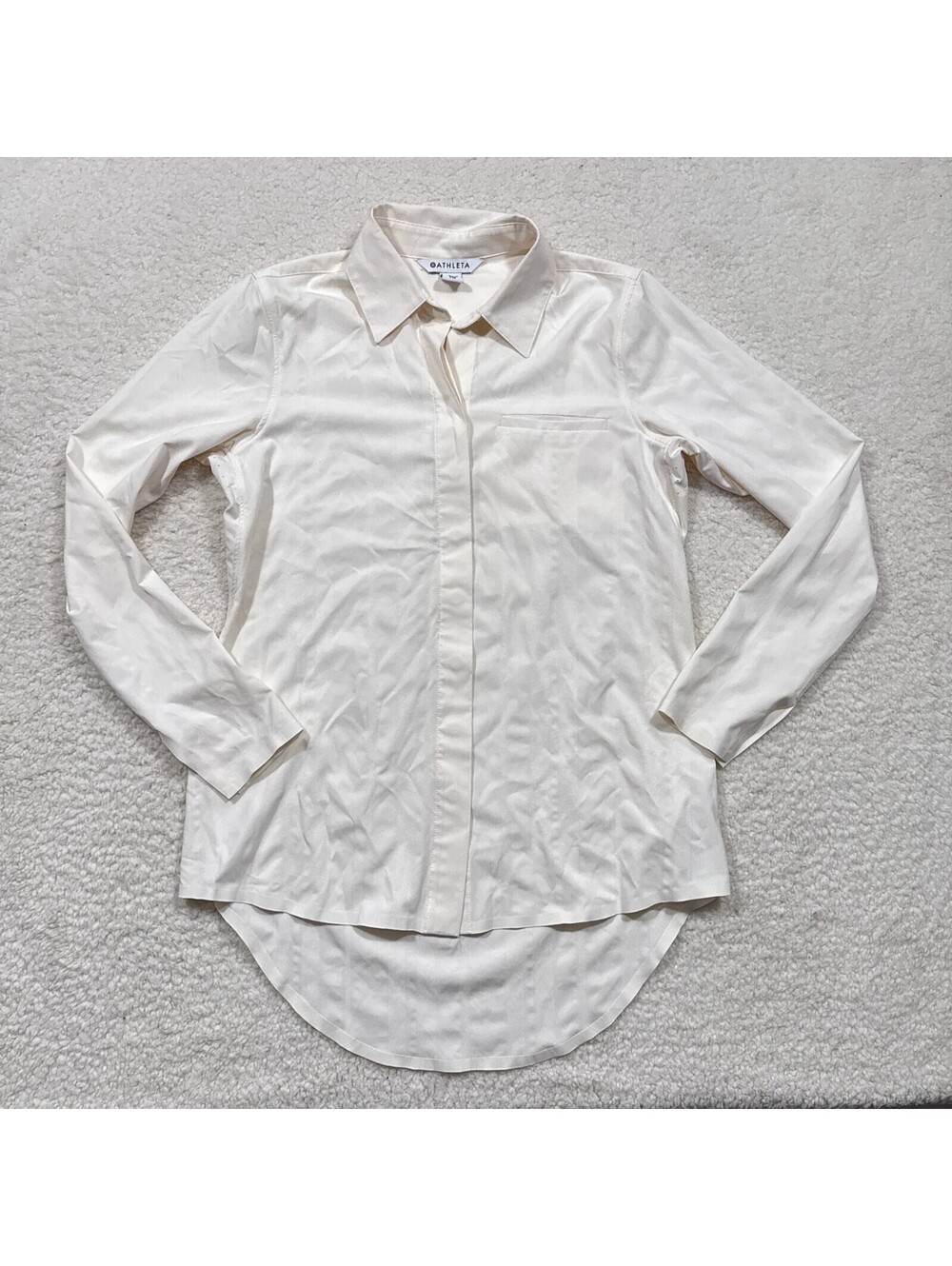 Athleta Women's Off-White Button Down Shirt Size XXS Cream Colored Athleisure